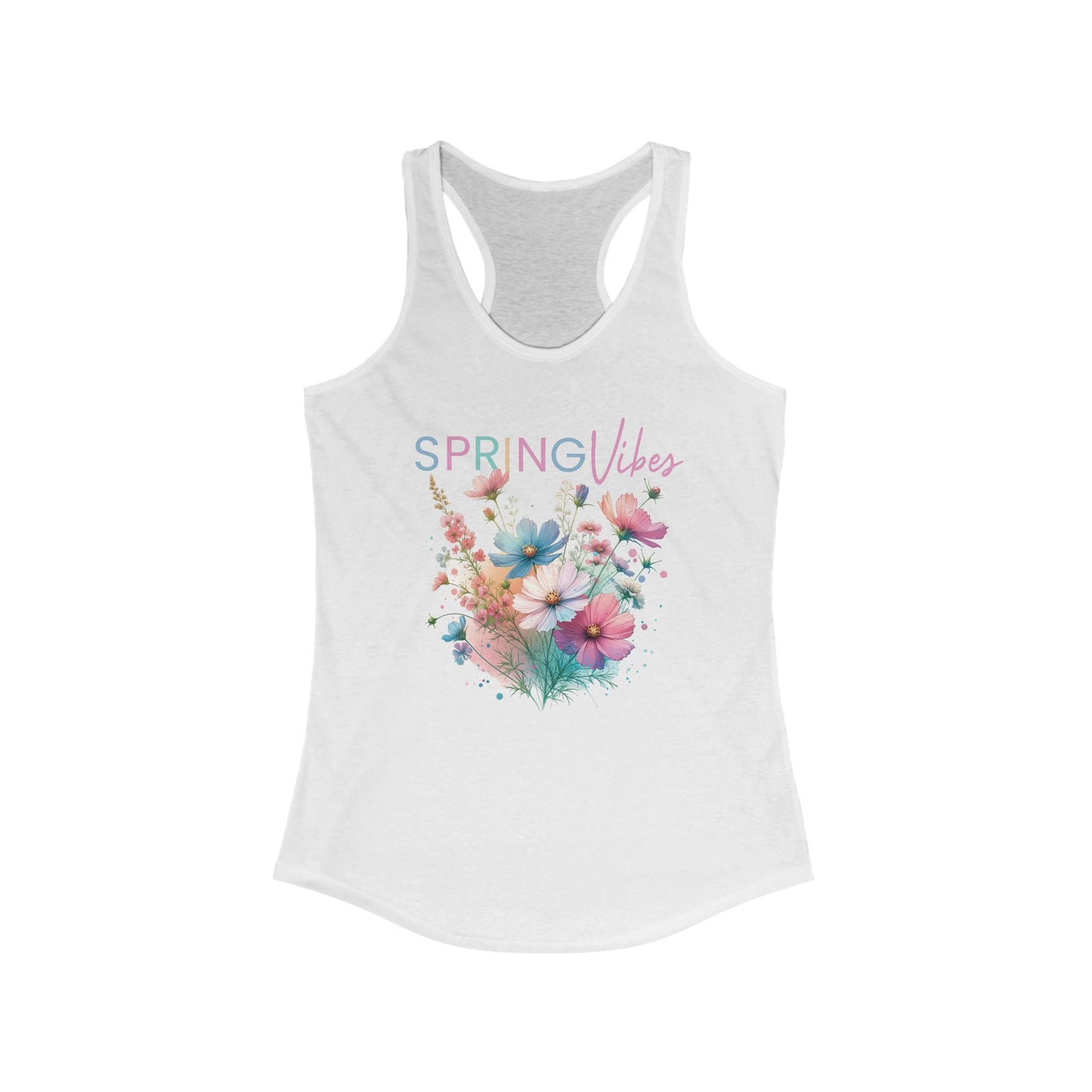 Spring Vibes Racerback Tank, Floral Graphic Top