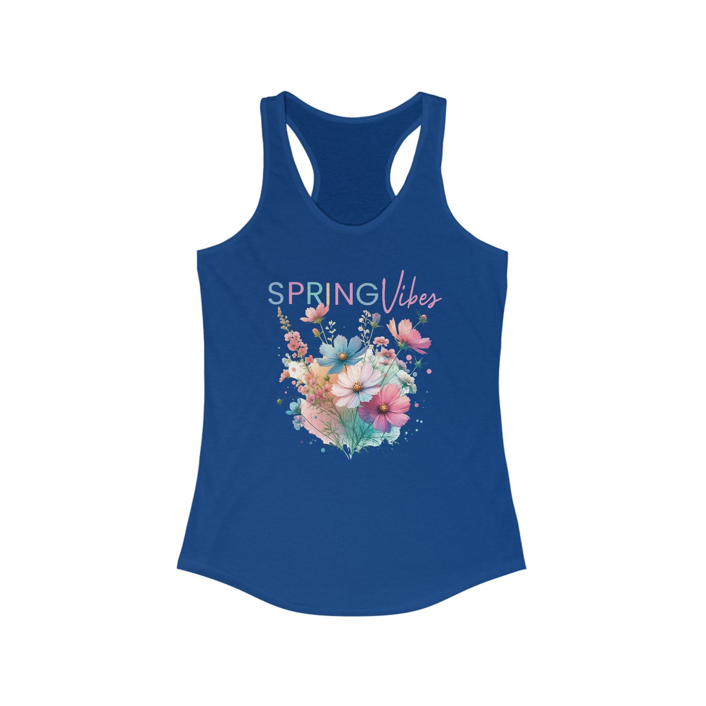 Spring Vibes Racerback Tank, Floral Graphic Top