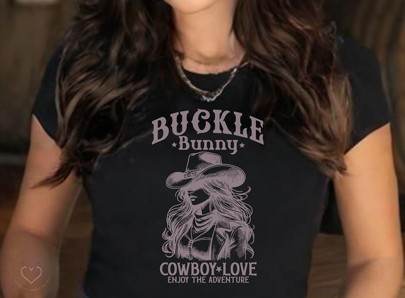 Buckle Bunny Black Baby Tee, Wild, Flirty & Western Inspired