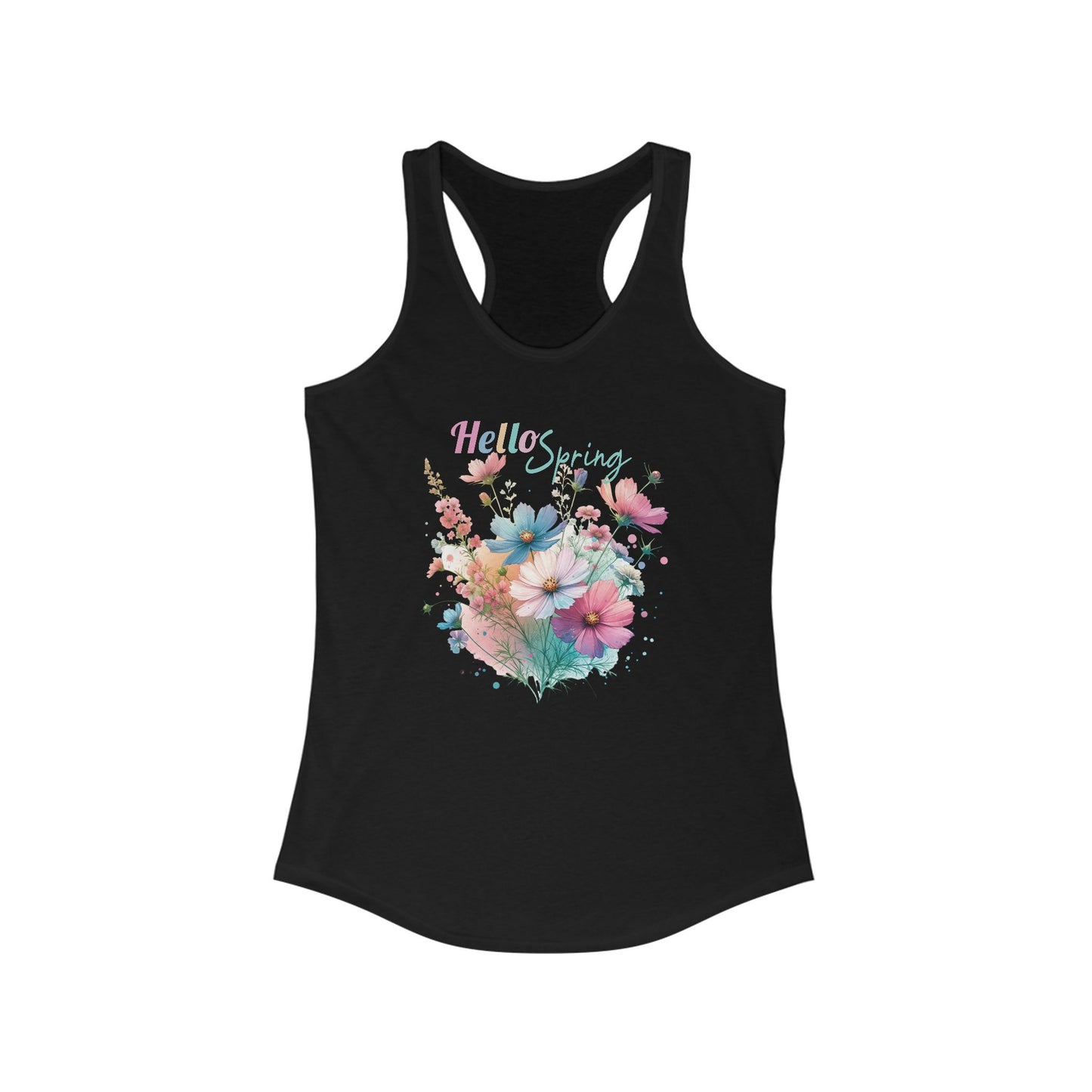 Hello Spring Racerback Tank, Floral Graphic Top