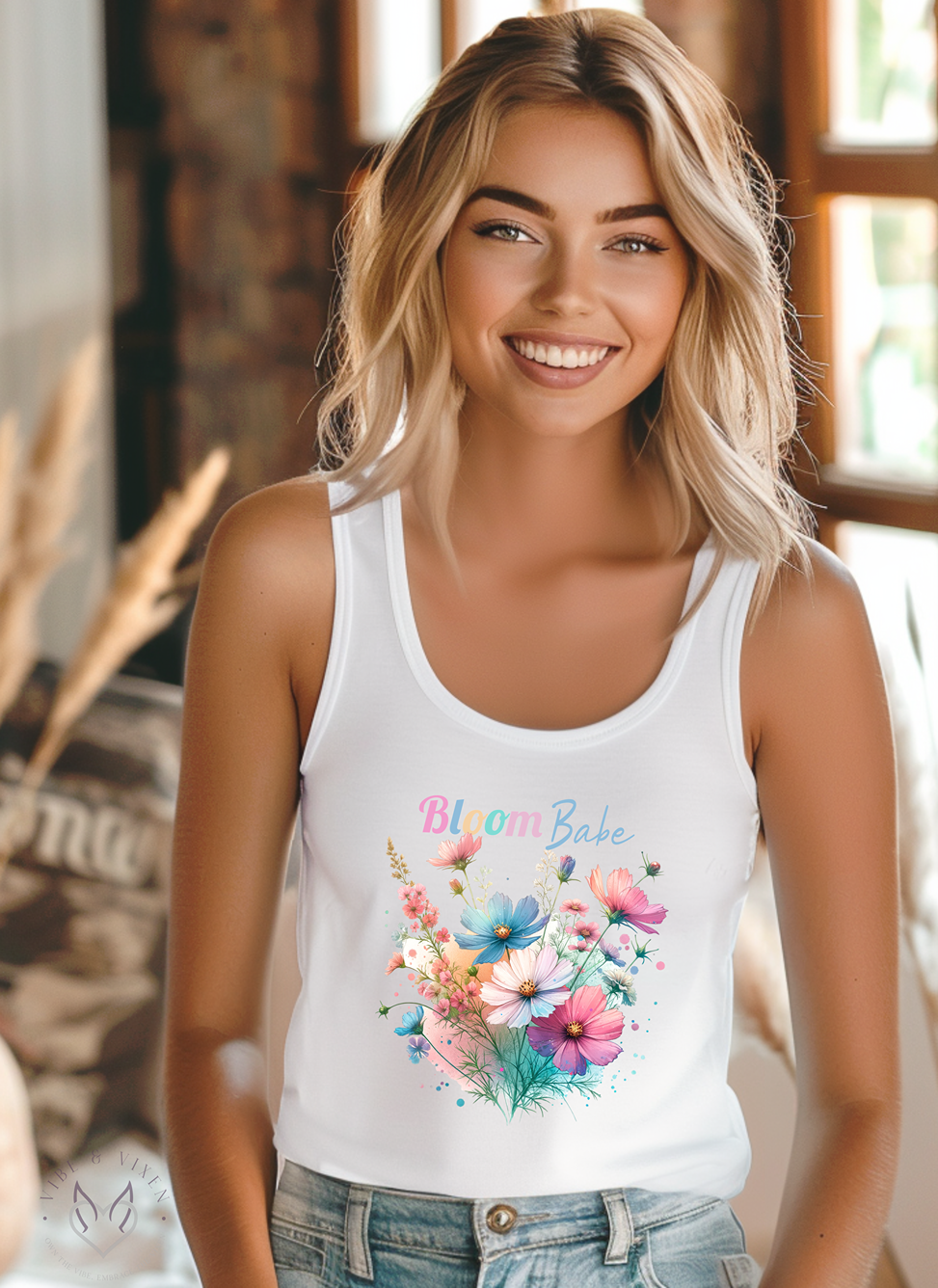 Bloom Babe Racerback Tank, Floral Graphic Top