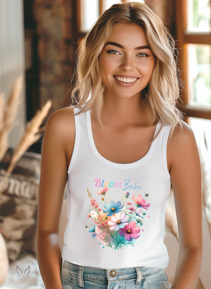 Bloom Babe Racerback Tank, Floral Graphic Top