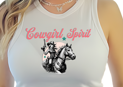 Cowgirl Spirit Graphic Crop Top - Pink