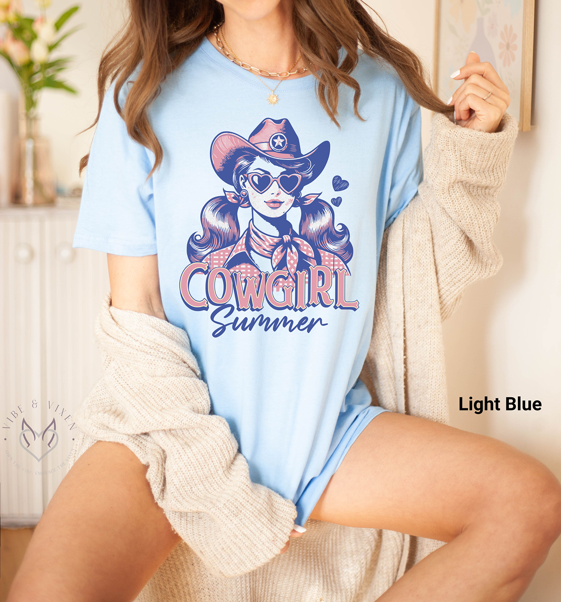 Cowgirl Summer Tee, Retro Cowgirl Shirt