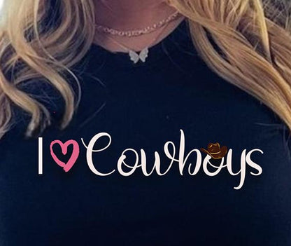 Trendy 'I Love Cowboys' Baby Tee