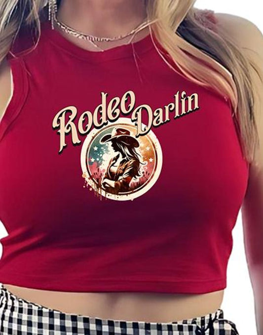 Rodeo Darlin Crop Tank Top- Gold