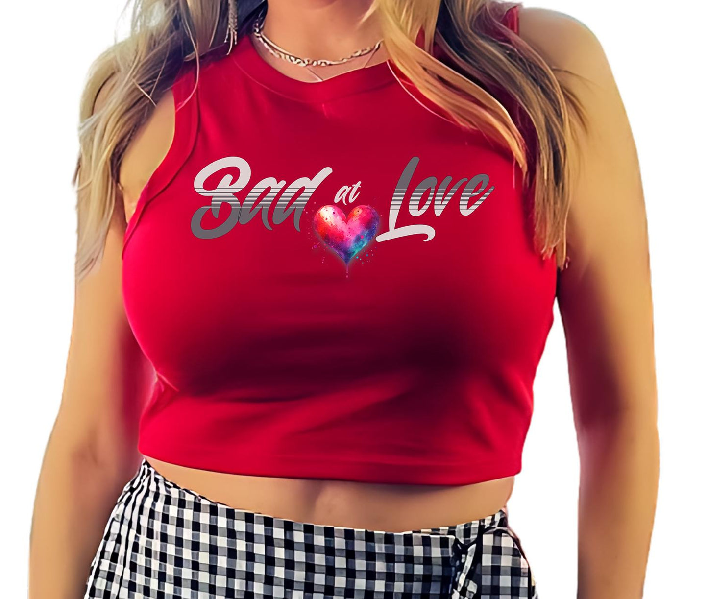 Bad at Love Crop Tank – Stunning Women's Graphic Sleeveless Top