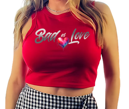 Bad at Love Crop Tank – Stunning Women's Graphic Sleeveless Top