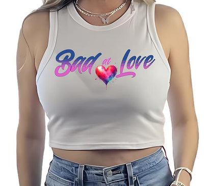 Bad at Love Crop Tank – Stunning Women's Graphic Sleeveless Top