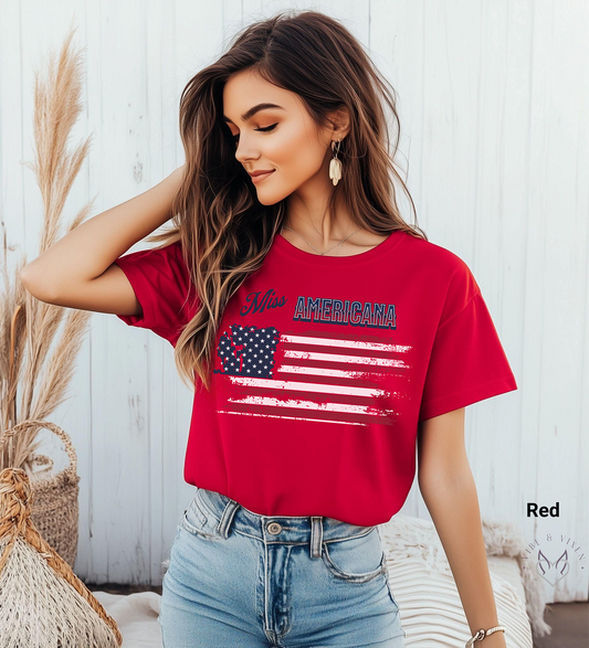 Miss Americana- Retro Americana Style Tee (blue)