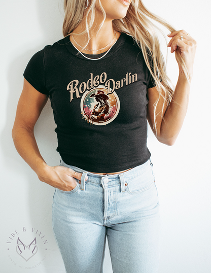 Rodeo Darlin, Baby Tee for Women - Gold