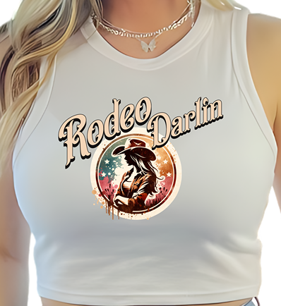 Rodeo Darlin Crop Tank Top- Gold