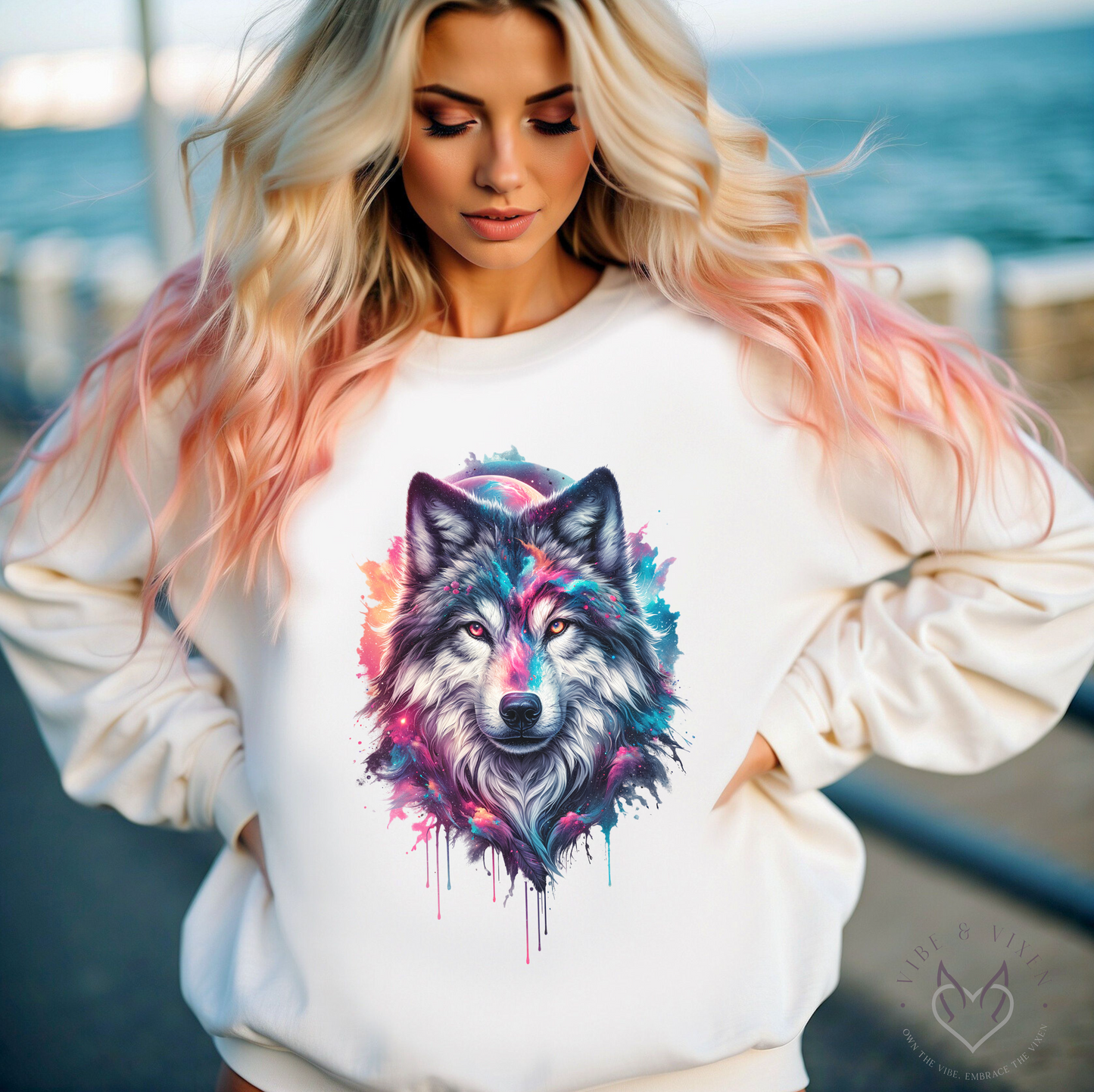 Retro Wolf Crewneck Sweatshirt